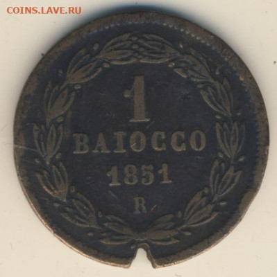 Ватикан, 1 байокко 1851 до 23.06.22, 23:00 - #И-145