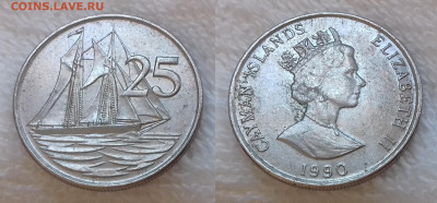 ОСТРОВ КАЙМАН 25 центов 1990 до 27 июня 22-00 мск - КАЙМАН 25 центов 1990 20191124_1027