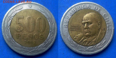 Чили - 500 песо 2002 года (БИМ) до 27.06 - Чили 500 песо, 2002