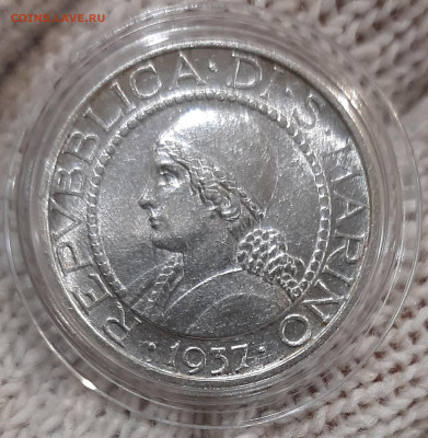Сан-Марино лот:10 лир 1931 UNC ,5 лир 1937 UNC - 20220622_144315