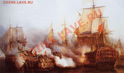 Монеты с Корабликами - Redoutable_Dismasted_by_HMS_Victory_at_Battle_of_Trafalgar_1805