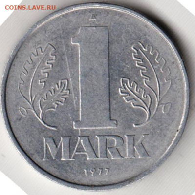 ГДР 1 марка 1977 г. до 29.06.22 г. в 23.00 - 034