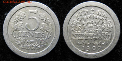 Нидерланды 5 центов 1907 до 01-07-22 в 22:00 - 13.61. -Нидерланды 5 центов 1907     156-25-1675