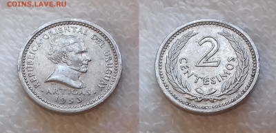 УРУГВАЙ 2 сентесимо 1953 до 2 июля 22-00 мск - УРУГВАЙ 2 сентесимо 1953 20190128_1426