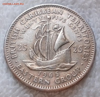 Восточные Карибы 25 центов 1965 (Парусник) до 3 июля 22-00 - Восточные Карибы 25 центов 1965 20220627_132916