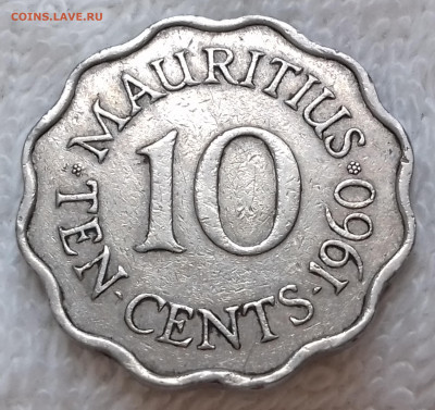 Брит. Маврикий 10 центов 1960 до 4 июля 22-00 мск - Брит. Маврикий 10 центов 1960 20220628_124731