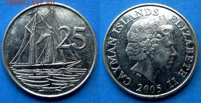 Каймановы острова - 25 центов 2005 года до 5.07 - Каймановы острова 25 центов, 2005