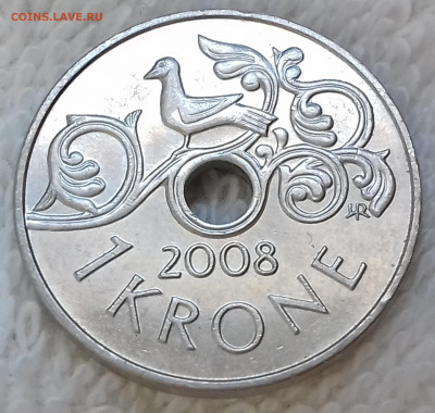 Норвегия 1 крона 2008 до 5 июля 22-00 мск - Норвегия 1 крона 2008 20220629_123232