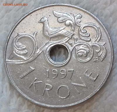 Норвегия 1 крона 1997 до 5 июля 22-00 мск - Норвегия 1 крона 1997 20220629_123334