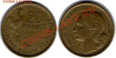 >L< Франция 20 франков 1950 до 27.11.11 21:00 - Франция_20_франков_50