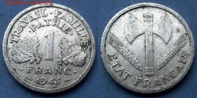 Франция - 1 франк 1943 года до 5.07 - Франция 1 франк, 1943