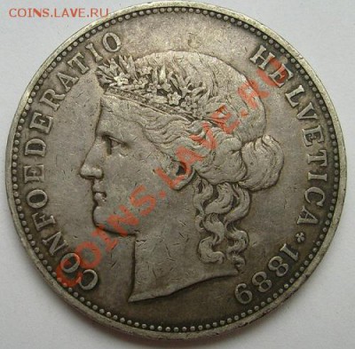 5 франков 1889 Швейцария серебро до 27 ноября 23-00 мск - s6300407