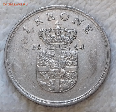 Дания 1 крона 1964 до 7 июля 22-00 мск - Дания 1 крона 1964 20220701_154010