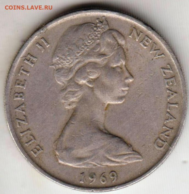 Новая ЗЕЛАНДИЯ 20 центов 1969 г. до 09.07.22 г. в 23.00 - 001