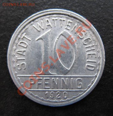 1920, Ваттеншайд, нотгельд, 10 пф, до 29.11 в 21-00 мск - 20 10 ватт