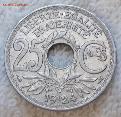 Франция 25 сантимов 1924 до 9 июля 22-00 мск - Франция 25 сантимов 1924 20220703_145528
