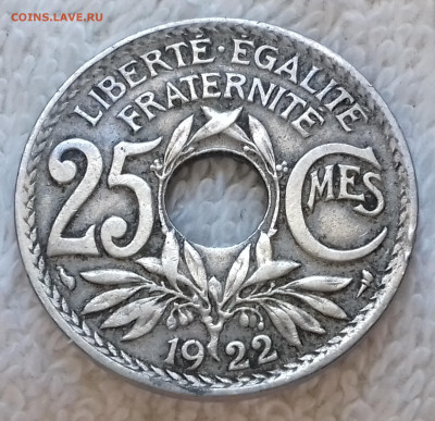 Франция 25 сантимов 1922 до 9 июля 22-00 мск - Франция 25 сантимов 1922 20220703_145624