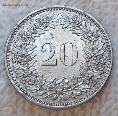 Швейцария 20 раппенов 1894 до 9 июля 22-00 мск - Швейцария 20 раппенов 1894 20220703_144912
