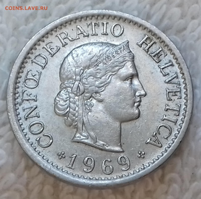 Швейцария 10 раппенов 1969 до 9 июля 22-00 мск - Швейцария 10 раппенов 1969 20220703_145043
