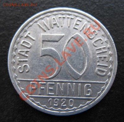 1920, Ваттеншайд, нотгельд, 50 пф, до 29.11 в 21-00 мск - 20 50 ватт