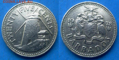 Барбадос - 25 центов 1978 года до 9.07 - Барбадос 25 центов, 1978