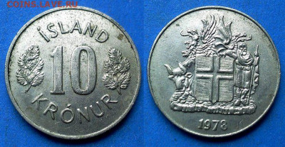 Исландия - 10 крон 1978 года до 9.07 - Исландия 10 крон, 1978
