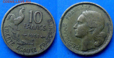 Фауна) до 12.07 - Франция 10 франков, 1951
