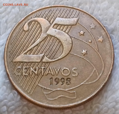 Бразилия 25 сентаво 1998 Деодору до 12 июля 22-00 мск - Бразилия 25 сентаво 1998 20220706_142606