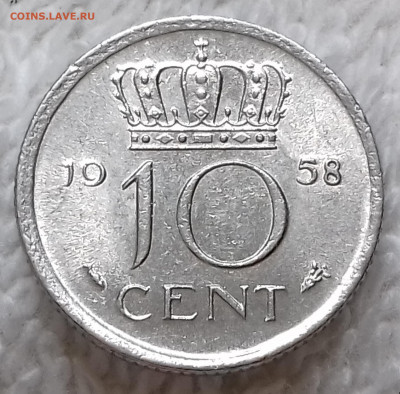Нидерланды 10 центов 1958 до 14 июля 22-00 мск - Нидерланды 10 центов 1958 20220708_135419