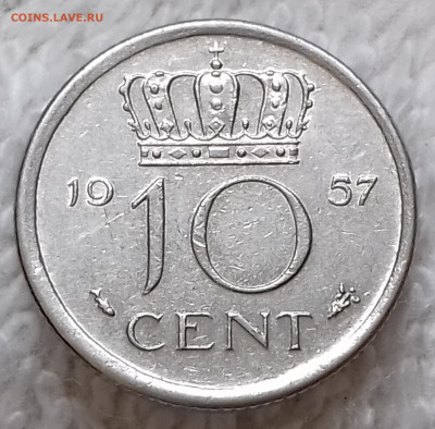 Нидерланды 10 центов 1957 до 14 июля 22-00 мск - Нидерланды 10 центов 1957 20220708_135446