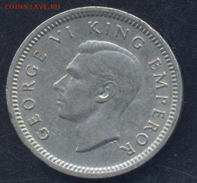 Новая Зеландия 3 пенса 1947 г. 12.07.2022 г. 22 -00 МСК. - 3 пенса 1947 1