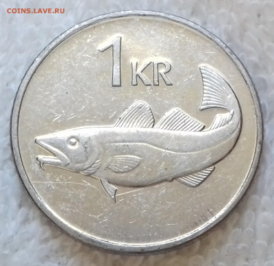 Исландия 1 крона 2005 Бог Тор; Треска 1 до 17 июля 22-00 мск - Исландия 1 крона 2005 20220711_122745