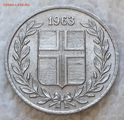 Исландия 25 эйре 1963 Буковые ветви до 17 июля 22-00 мск - Исландия 25 эйре 1963 20220711_122847