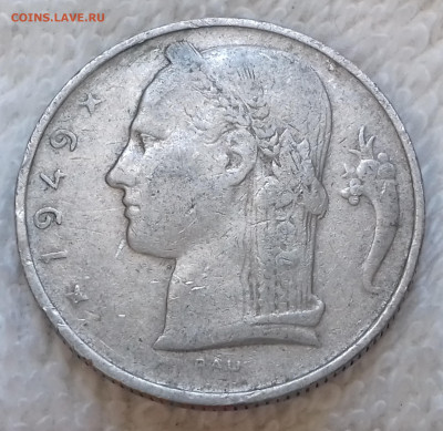 Бельгия 5 франков 1949 Богиня Церера до 18.07 22-00 - Бельгия 5 франков 1949 20220701_154550