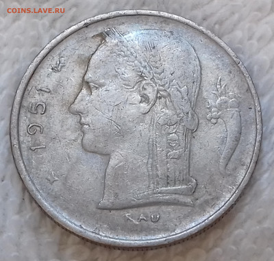 Бельгия 1 франк 1951 Богиня Церера до 18 июля 22-00 мск - Бельгия 1 франк 1951 20220701_154644