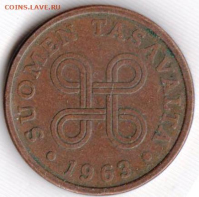 ФИНЛЯНДИЯ 5 пенни 1963 г. до 19.07.22 г. в 23.00 - 093