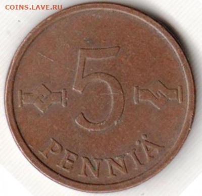 ФИНЛЯНДИЯ 5 пенни 1963 г. до 19.07.22 г. в 23.00 - 127