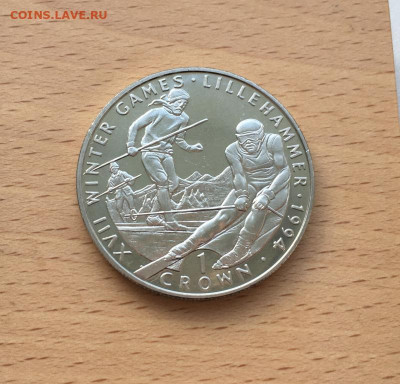 Шайба Гибралтар 1 крона 1993 Зимние Олимпийские Игры Слалом - krona_shajba_gibraltar_1_krona_1993_zimnie_olimpijskie_igry_lillekhammer_1994_slalom_olimpiada_sport