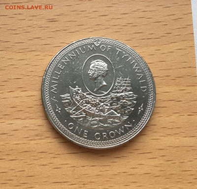 Крона Шайба Остров Мэн 1 крона 1979 1000 лет Тинвальд Шлюпка - krona_shajba_ostrov_men_1_krona_1979_1000_let_tinvaldu_shljupka_korabl_parusnik_flot_lodka
