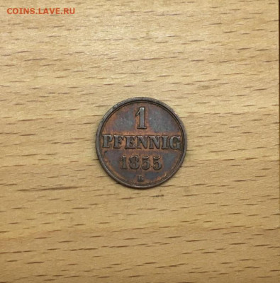 Ганновер 1 пфенниг 1855 Германская Империя Германия - gannover_1_pfennig_1855_germanskaja_imperija_germanija