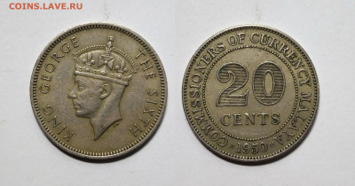 Британская Малайя 20 центов 1950 г Георг VI - 26.07 - IMG_20220719_065952