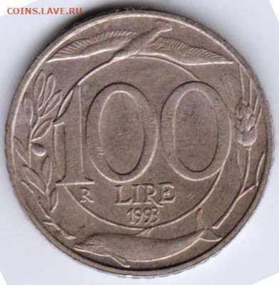 ИТАЛИЯ 100 лир 1993 г. до 27.07.22 г. в 23.00 - 060
