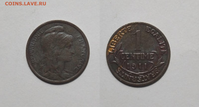 Франция 1 сантим 1911 года, свобода - 28.07 - IMG_20220722_065910