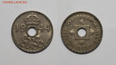 Британская Новая Гвинея 3 пенса 1944 г Георг VI - 28.07 - IMG_20220722_065716