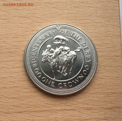 Крона Шайба Остров Мэн 1 крона 1980 200 лет скаковых Дерби - krona_shajba_ostrov_men_1_krona_1980_200_let_skakovykh_derbi_loshadi_sport
