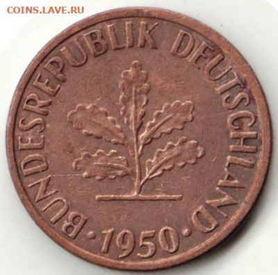 ФРГ 5 пфеннигов 1950 г. до 10.08.22 г. в 23.00 - 028