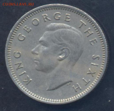 Новая Зеландия 6 пенсов 1950 г. 8.08.2022 г. 22 -00 МСК. - Зеландия 6 п. 1950 1