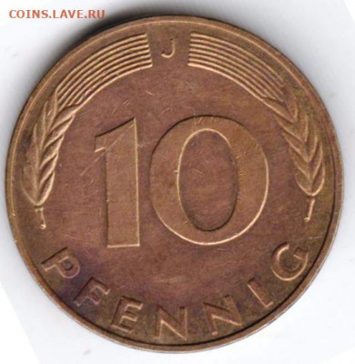 ГЕРМАНИЯ 10 пфеннигов 1991 г. J до 15.08.22 г. в 23.00 - 040