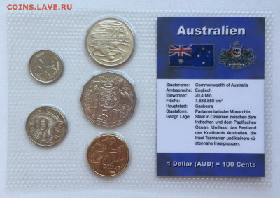 Набор Австралия 5 10 20 50 центов 2012 1$ доллар 2011 UNC бл - nabor_avstralija_5_10_20_50_centov_2012_1_dollar_2011_unc_blister_upakovka_zhivotnye_fauna