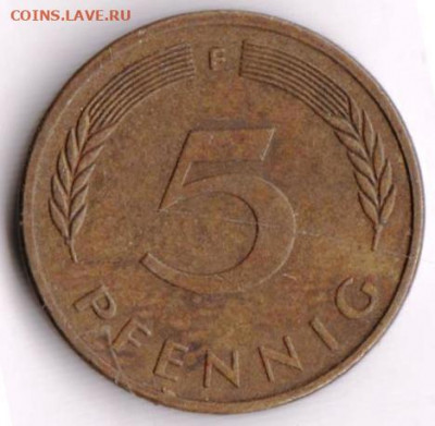 ФРГ 5 пфеннигов 1987 г. F до 17.08.22 г. в 23.00 - 053